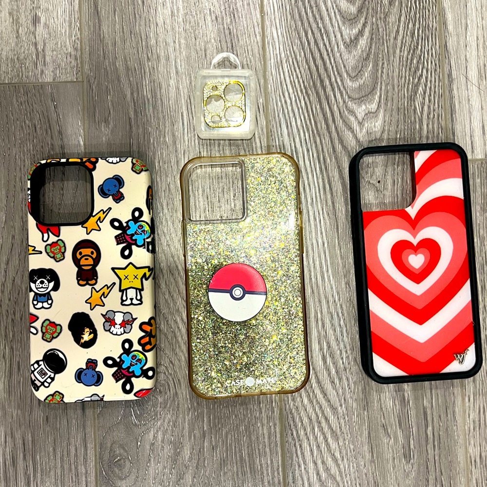 BAPE |POKÉMON SPARKLE |WILD FLOWER IPHONE 13 PRO MAX CASES CAMERA COVER LOT